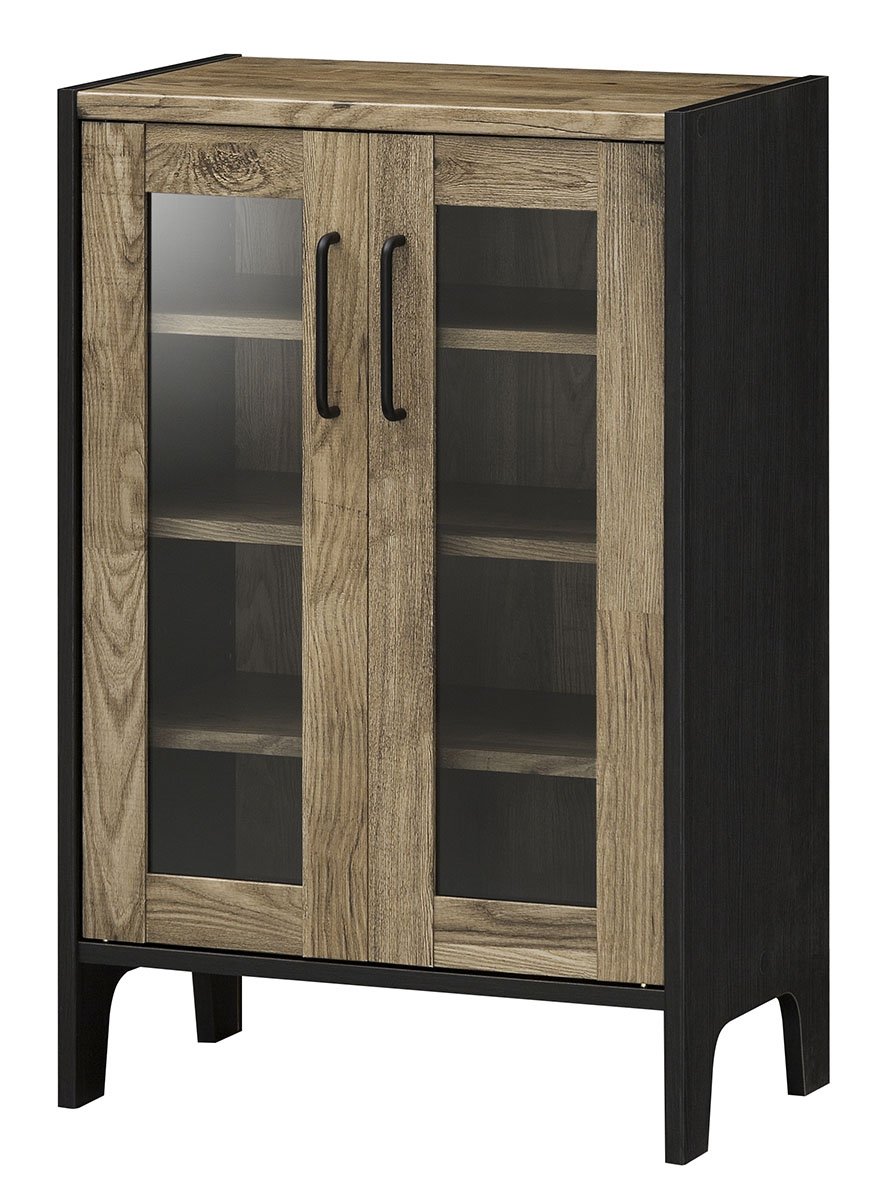 白井産業 キャビネット 約 幅59 奥行36 高さ89 cm 扉付き収納棚 アメリカン テイスト ブラウン ブラック (VNT-9060G ビエンテージ)