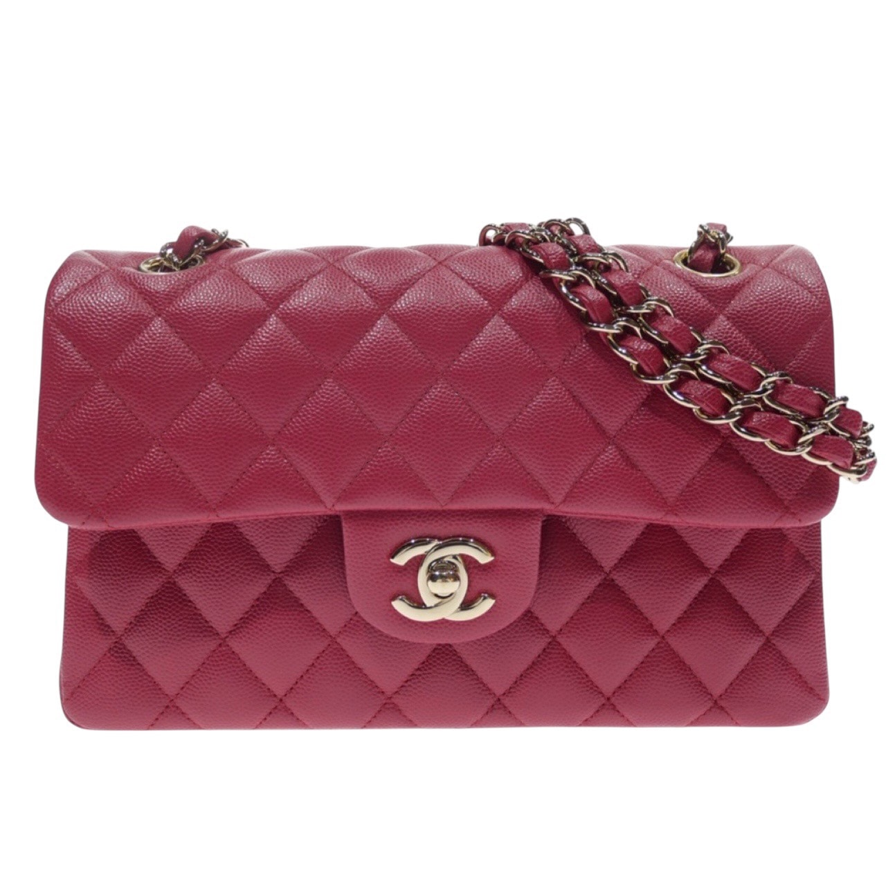 【新品同様】CHANEL シャネル マトラッセ23 チェーンショルダー バッグ A01113 ココマーク キャビアスキン ピンク ゴールド金具 Wフラップ レディース 斜め掛け 肩掛け