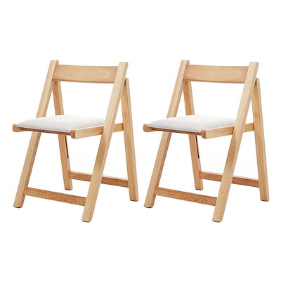 グレー系ファブリック折りたたみチェア2脚セット 2脚セット ダイニングチェア 折り畳み 木製 クッション付き (グレー)