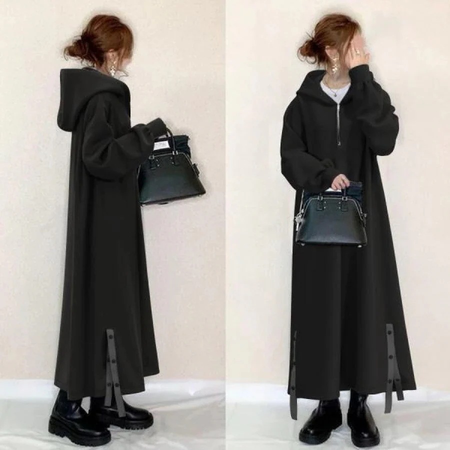 日系 冬 新作 おしゃれ 気質 カジュアル ワンピース シャツワンピース Tシャツワンピース 長袖 2wayワンピース 着痩せ ロングワンピース 厚手30%制限