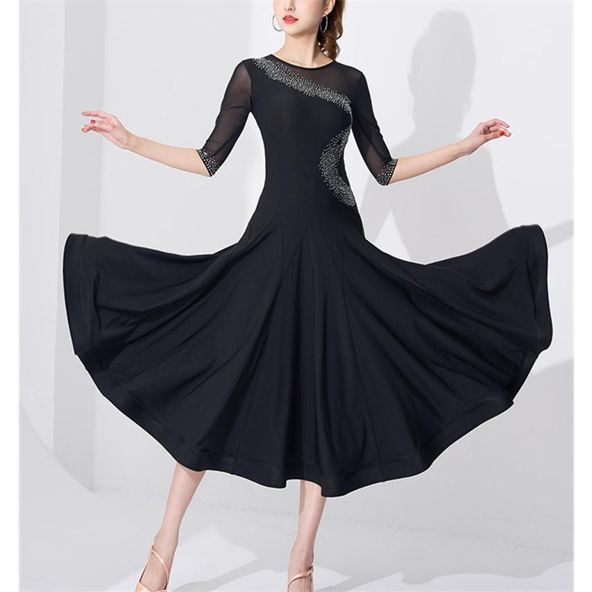 新規販売 数量限定 ワンピース レディース ロングドレス ラテンダンス ウェア 五分袖 ワルツ 丸首 部活 モダンダンス 社交 発表会 練習着 ミモレ丈 ライブ イベント 公演 舞台衣装 ポイントの使