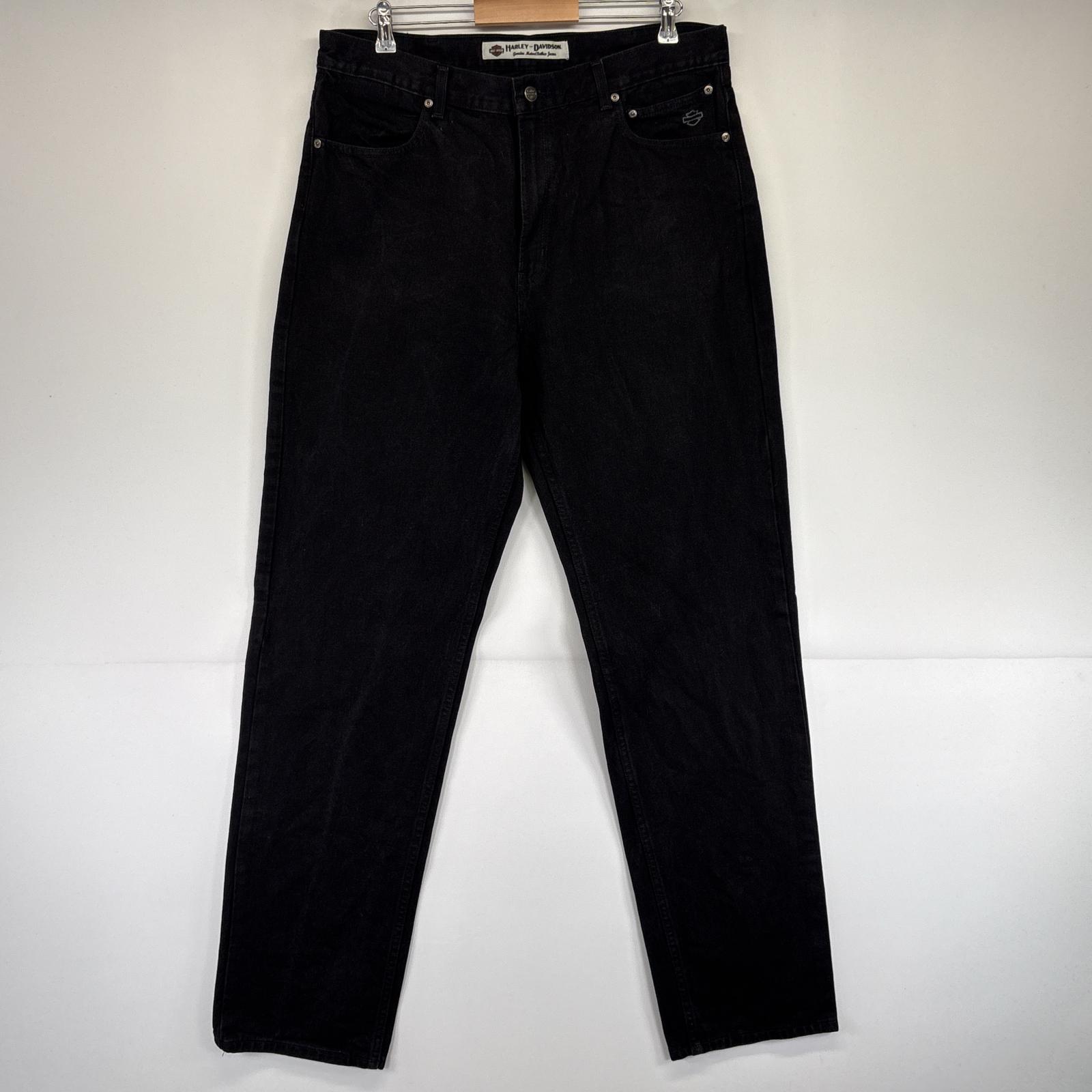 古着 デニムパンツ 5ポケット レーシング 大きいサイズ ストレート レザーパッチ w38 L36 ブラック メンズ