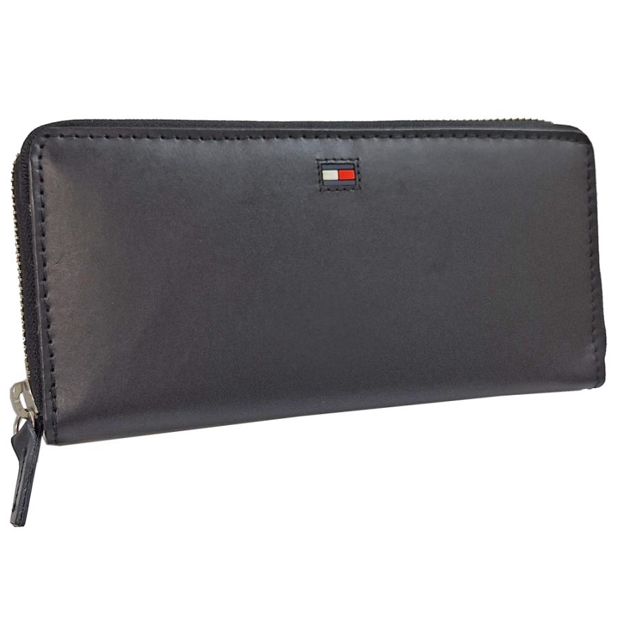 TOMMY 長財布 ZIP レザー 31TL13X010-001 ラウンドファスナー ブラック