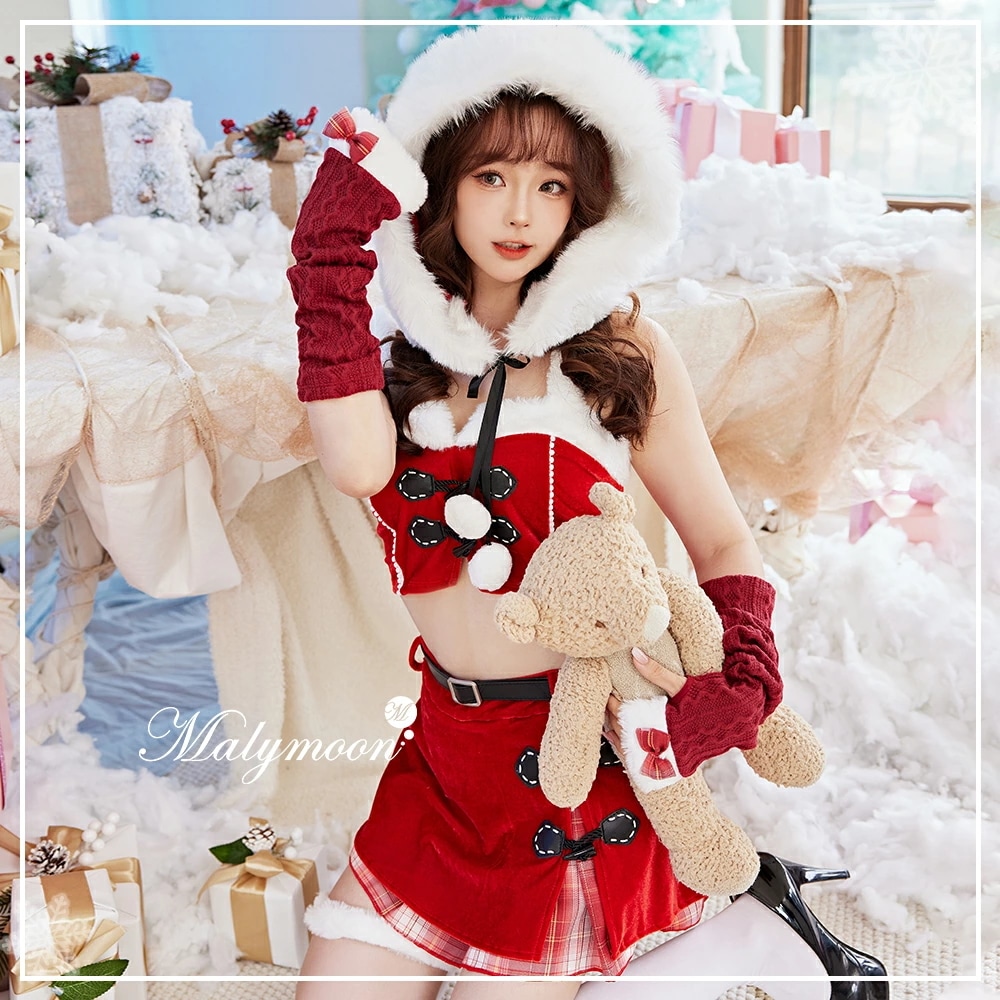 【即納】サンタ コスプレ セクシー レディース ダッフル チェック レッド コスチューム 衣装 仮装 大人 女性 赤 かわいい 可愛いコスプレ クリスマス サンタクロース Malymoon マリームー