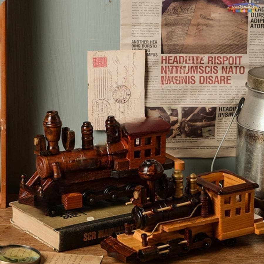 木製 インテリア雑貨 アンティーク列車 置物 モデル 装飾DIY 部屋装飾品 オシャレな置き物 アンティーク おきもの 癒しグッズ ハンドメイド 木彫り 北欧