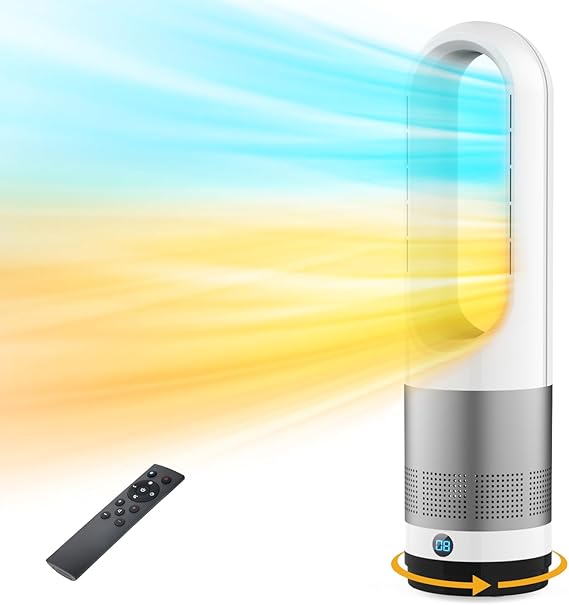 セラミックヒーター 【羽なし＆冷暖房両方に対応】 電気ファンヒーター 暖房器具 省エネ 電気ストーブ 送風40W/温風1200W 暖房 2秒速暖 3段暖風/8段冷風 9Hタイマー機能 100自動首振