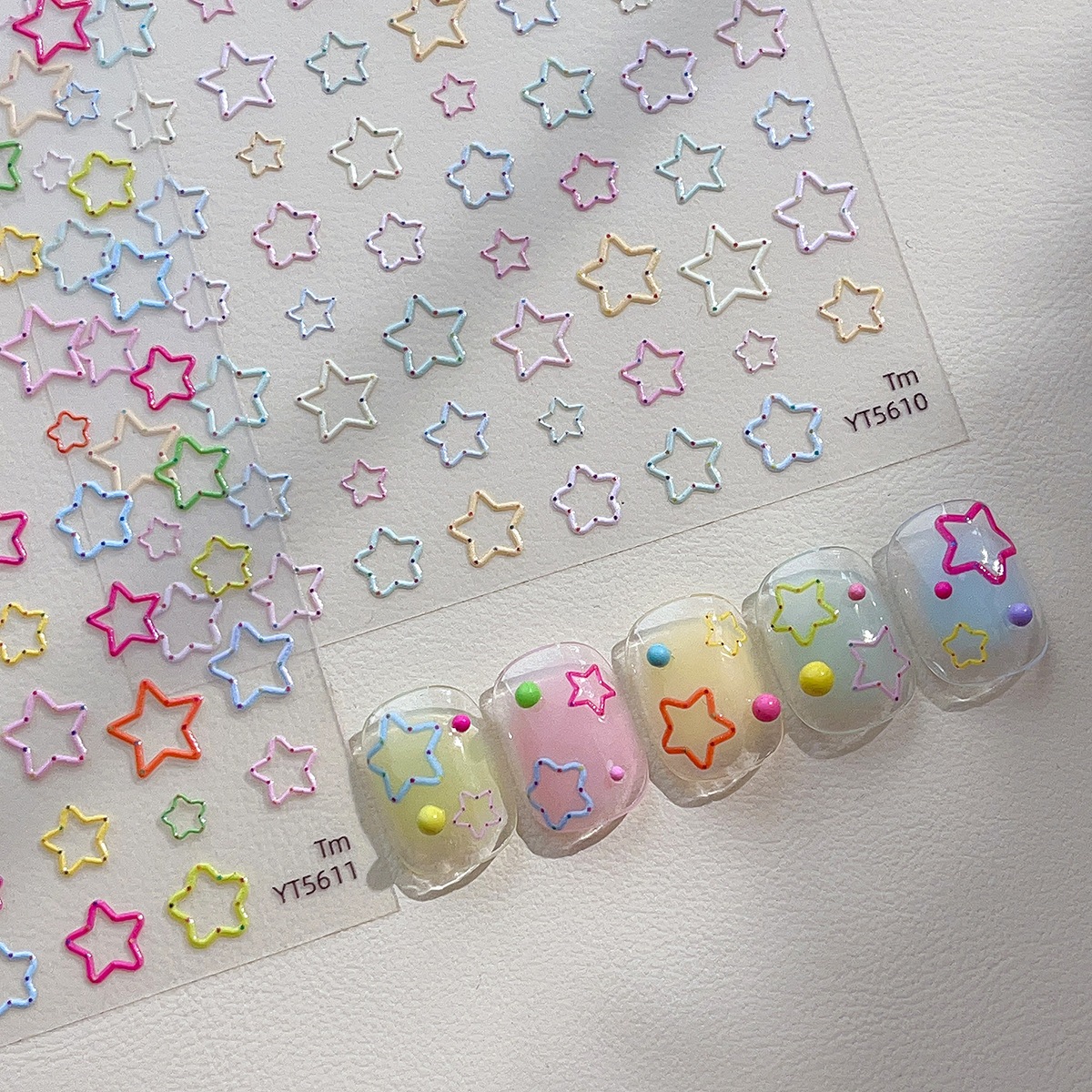 【1点ご購入 で10点プレゼントいたします】透明素麺星の斑点ネイルシール甘くてかわいい飾りシール