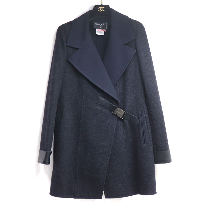 CHANEL シャネル ラップコート グレー ネイビー P15883V08834 38 レディース 中古