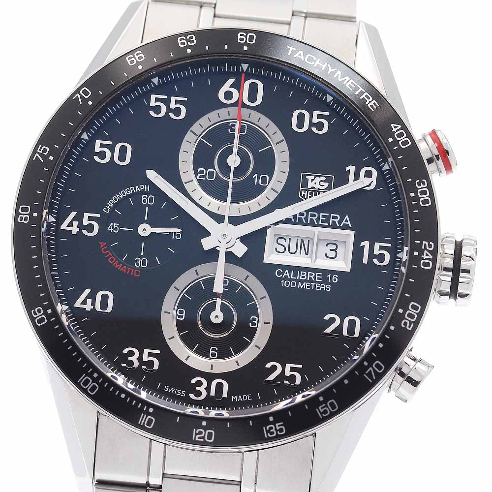 タグホイヤー TAG HEUER CV2A10 カレラ タキメーター クロノグラフ デイデイト 自動巻き メンズ 良品 保証書付き_956355【中古】