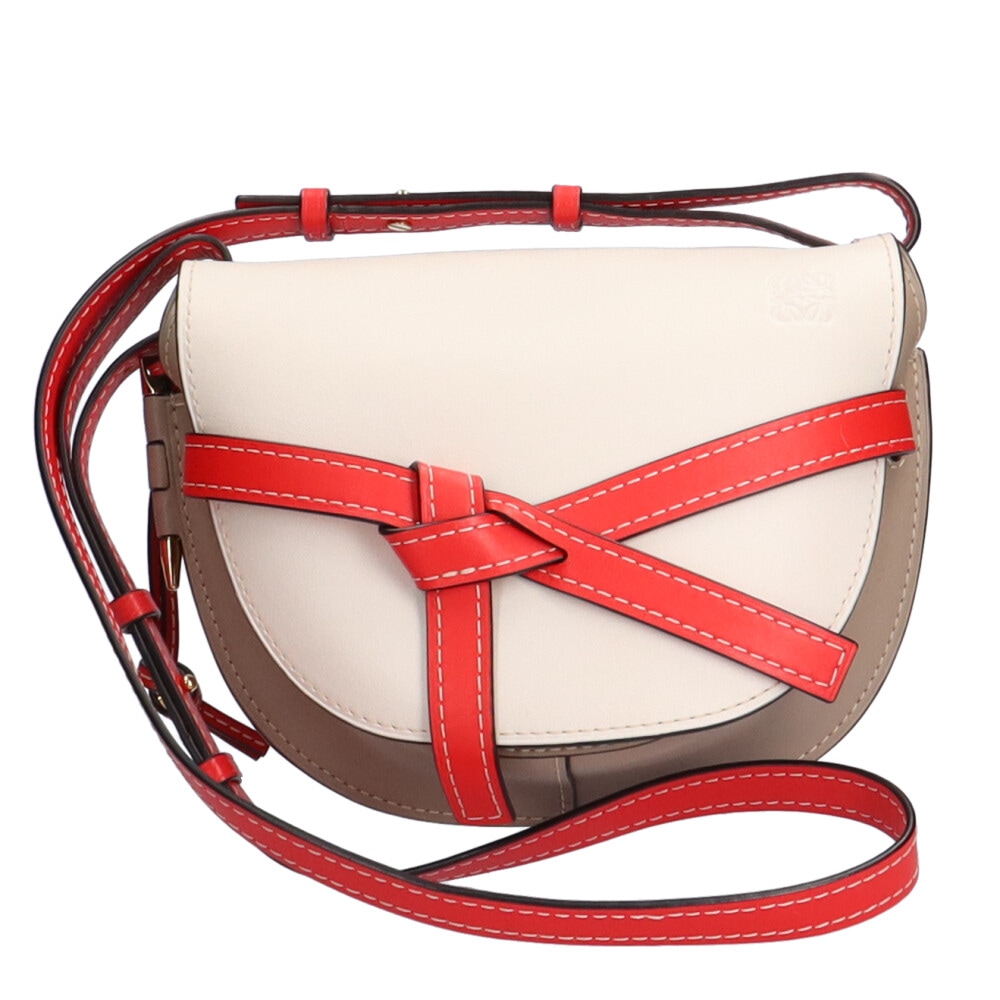 ロエベ スモール ゲート ショルダーバッグ レザー ホワイト LOEWE 中古