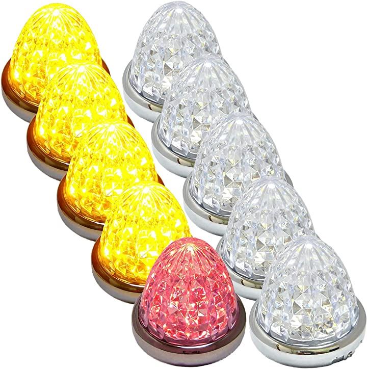 カスタマイズ 24V トラック用 LED マーカーランプ サイド 8面クリスタルカット仕様 16LED 汎用 10個 セット /(オレンジ / レッド)