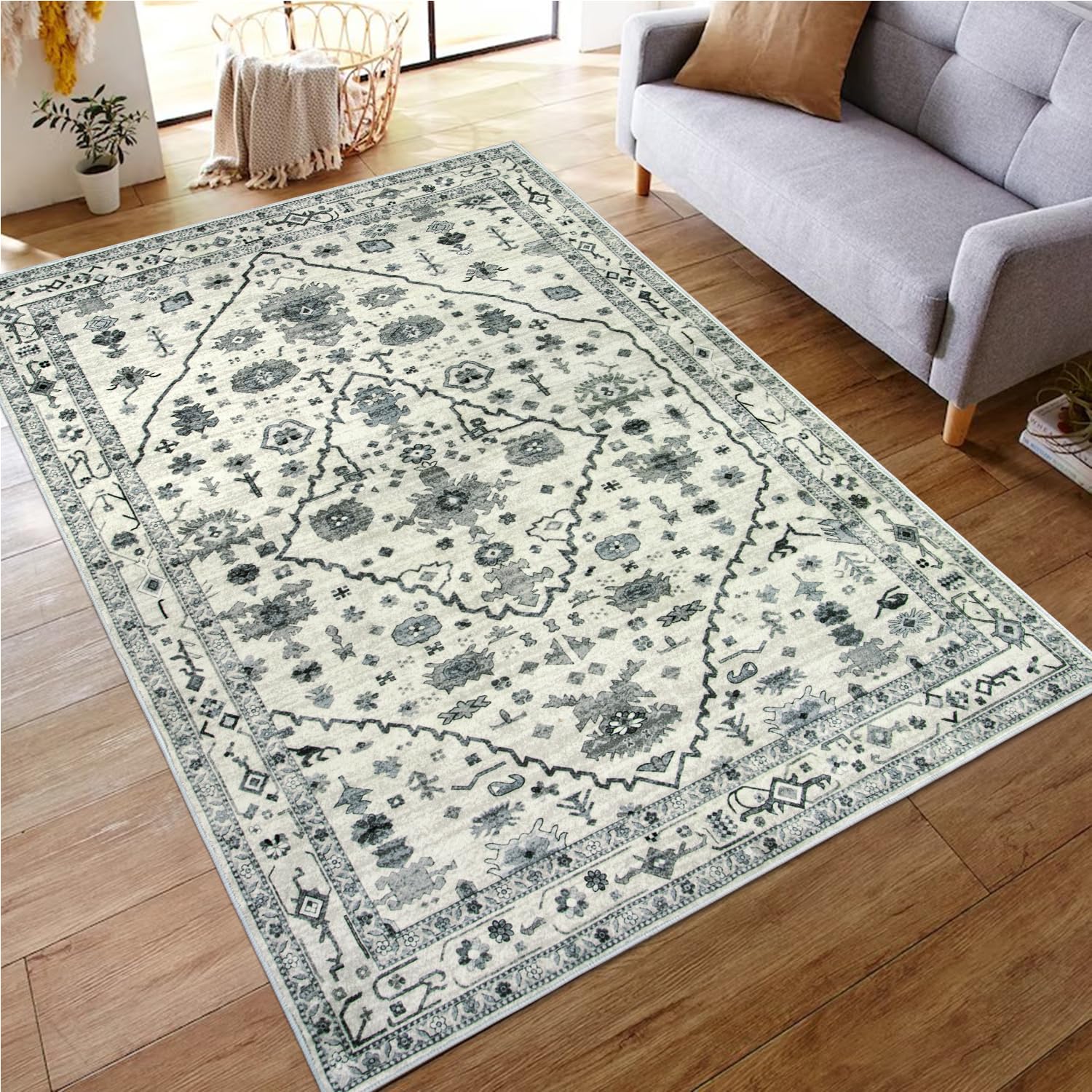 HAOCOO ラグ カーペット 洗える 140×200cm オールシーズン適用 絨毯 エスニック風 ラグマット 1.5畳 ふわふわ おしゃれ 滑り止め 低反発 防ダニ 防臭 軽量 防音マット 室内用