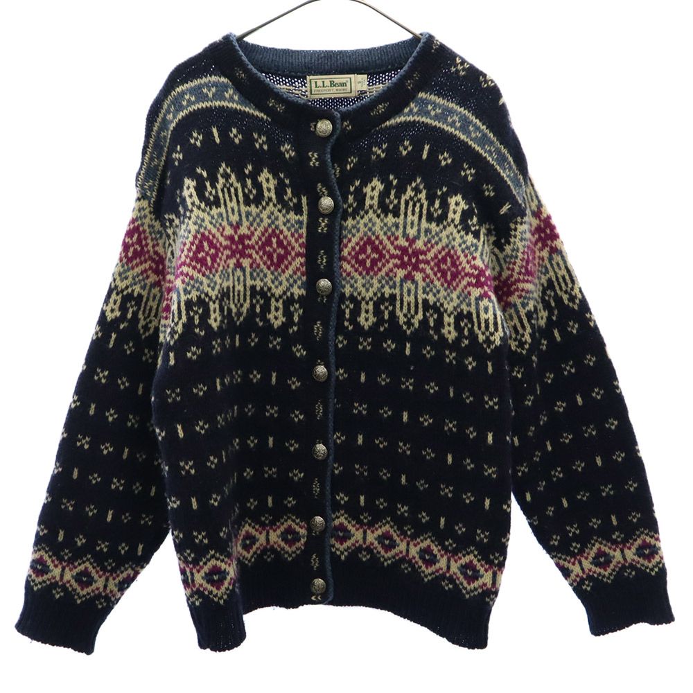 70s 80s ノルディック 総柄 長袖 ニット カーディガン S ネイビー オールド ヴィンテージ レディース 10,982円