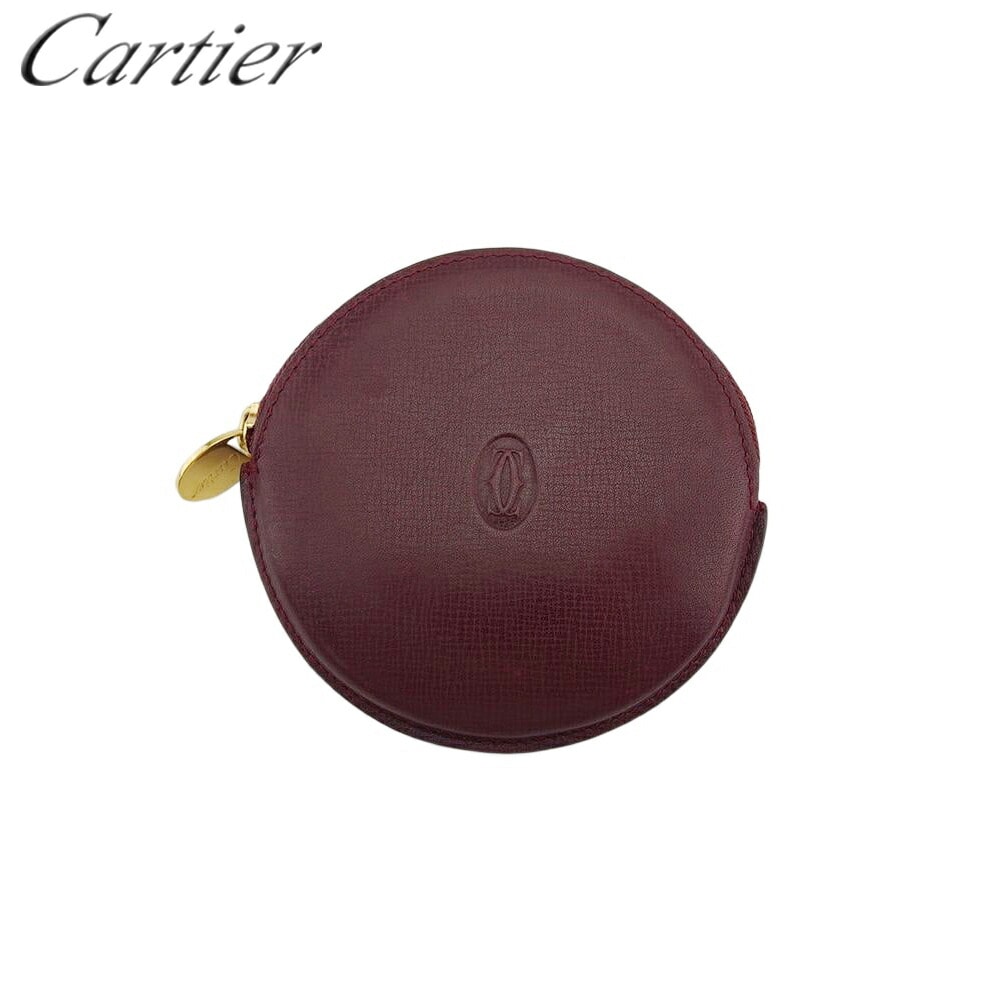 【中古】 カルティエ コインケース 小銭入れ レディース メンズ ラウンドフォルム マストライン ボルドー ゴールド レザー Cartier T22264 24,838円