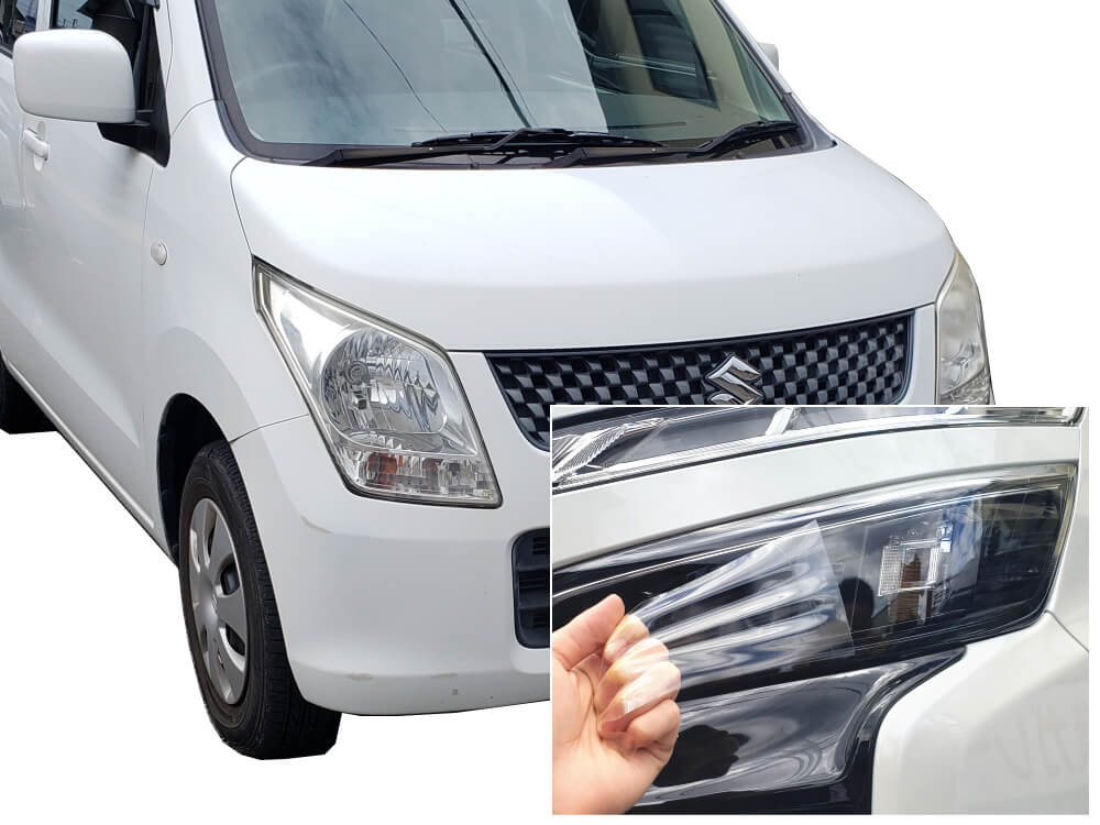 ヘッドライトプロテクションフィルム (ワゴンR MH23S) 車種専用 カット済み 左右セット ヘッドライト保護 MH23 スズキ用