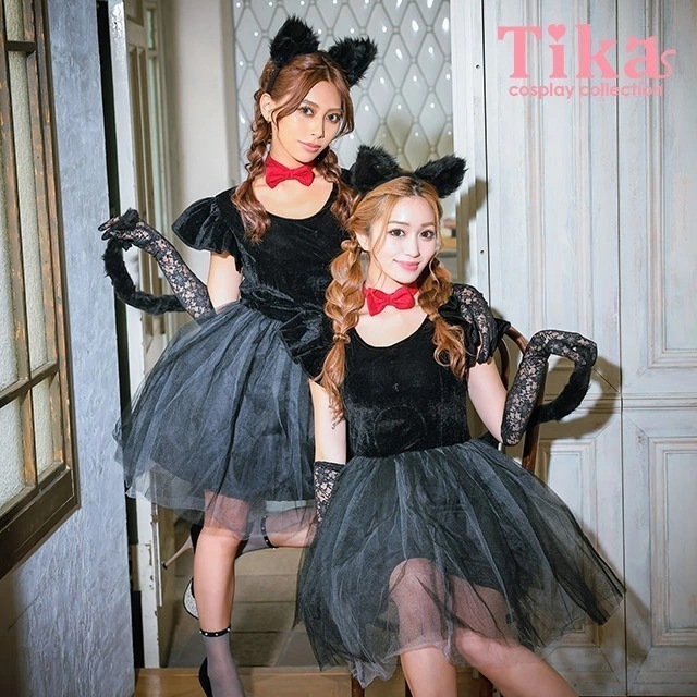ハロウィンコスプレ 猫 ねこ 衣装 仮装 ブラック エロ キャバ嬢 レディース 激安 ワンピース セクシー 黒猫 コスチューム 猫コスプレ ふわふわ アニマル ネコ レディース クロネコ しっぽ もこ