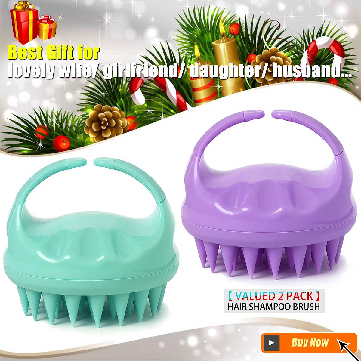 あなたの清潔な頭皮と爪の安全のためのシャンプーブラシ(自然グリーンノーブルパープル)アメリカ産