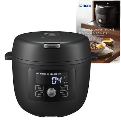 他サイト： タイガー魔法瓶 電気圧力鍋 全2サイズ 4L 4~6人用 時短 1台10役 圧力 低温調理 無水調理 予約機能付き 発酵 炊飯可能 自動調理 レシピブック付 ブラック COK-N400の商品画像