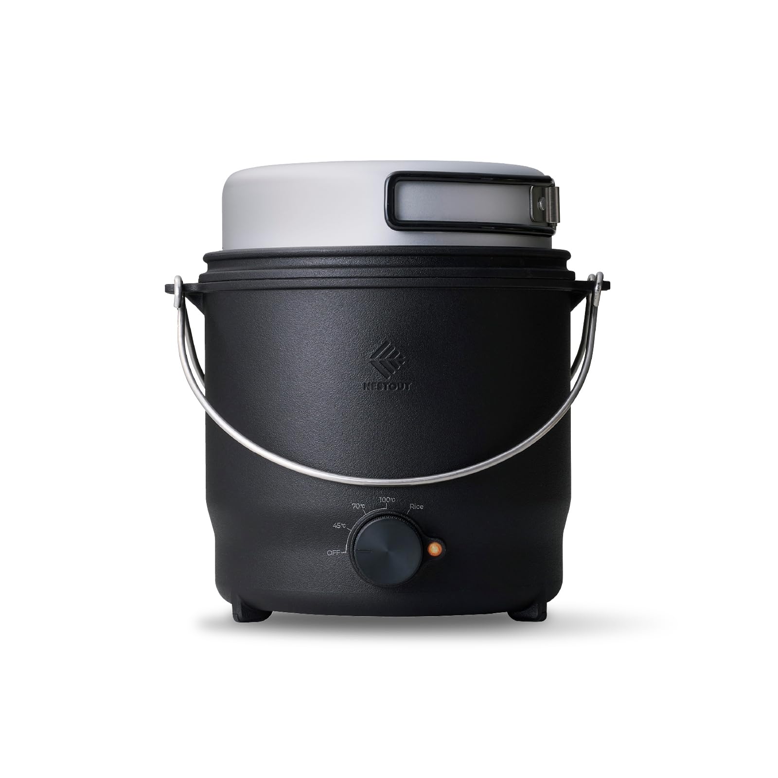 エレコム NESTOUT クッカー 電気調理器 容量800ml 1.5合炊飯 温度設定3段階+炊飯 [煮る・炊く・蒸す] やけどしにくい ブラック HAC-NECK01BK
