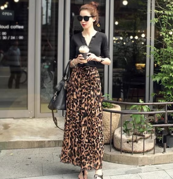 ボトムス デート モテアイテム フレアスカート レオパード シフォン ヒョウ柄 大人可愛い きれいめ 上品 おしゃれ かっこいい 大人可愛い ラブリー キュート ガーリー クール モード系 セクシー