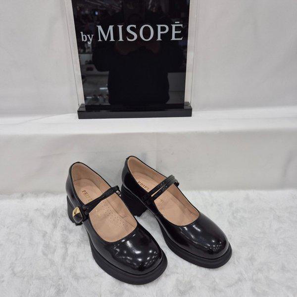 By 女性 ゴールド バックル メリージェーン シューズ 112HT431SF021 BLACK 4 JJ