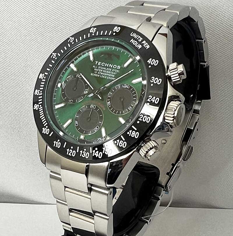 テクノス 腕時計 メンズウォッチ TECHNOS ラッピング無料 手書きのメッセージカード あす楽対応　T4B73BM　グリーン文字盤 9,504円