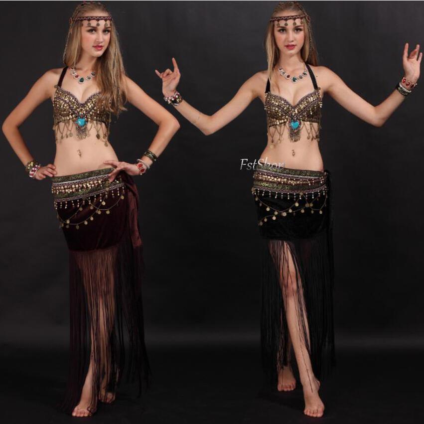 新作ハロウィングッズ ダンスウェア衣装ベリーダンス セット衣装2点セット ブラトップ フリンジスカート アラビアン/アラジン/コスプレ/ハロウィン社交ダンス衣装レッスンウエア練習着 2枚購入で300円