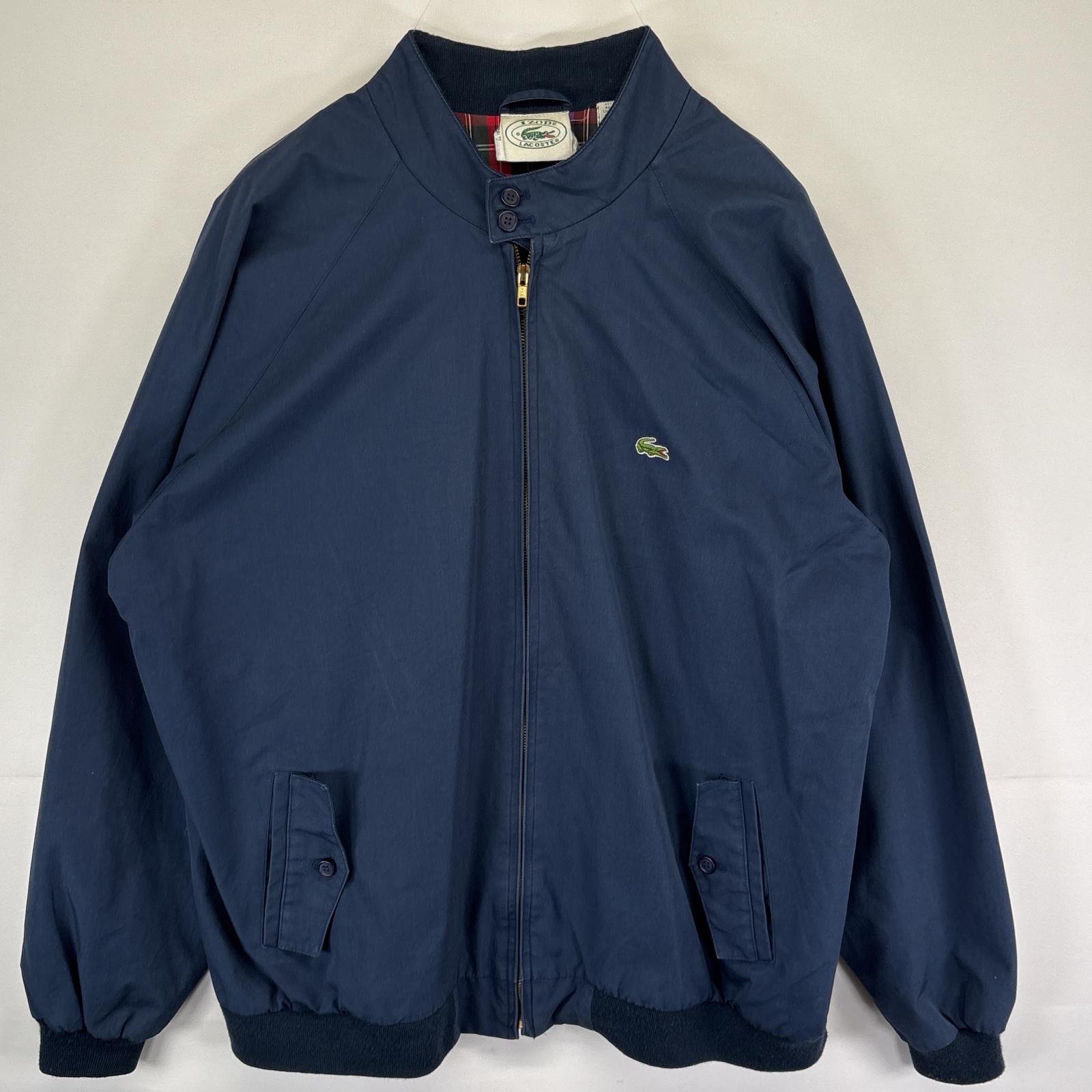 古着 アイゾッドラコステ IZOD LACOSTE スウィングトップジャケット ワンポイント ブルゾン 大きいサイズ フルジップ XXLT ネイビー メンズ