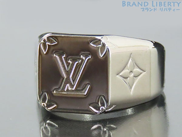 ほぼ新品ルイヴィトンシグネットリングモノグラムL指輪シルバーメタルM62488
