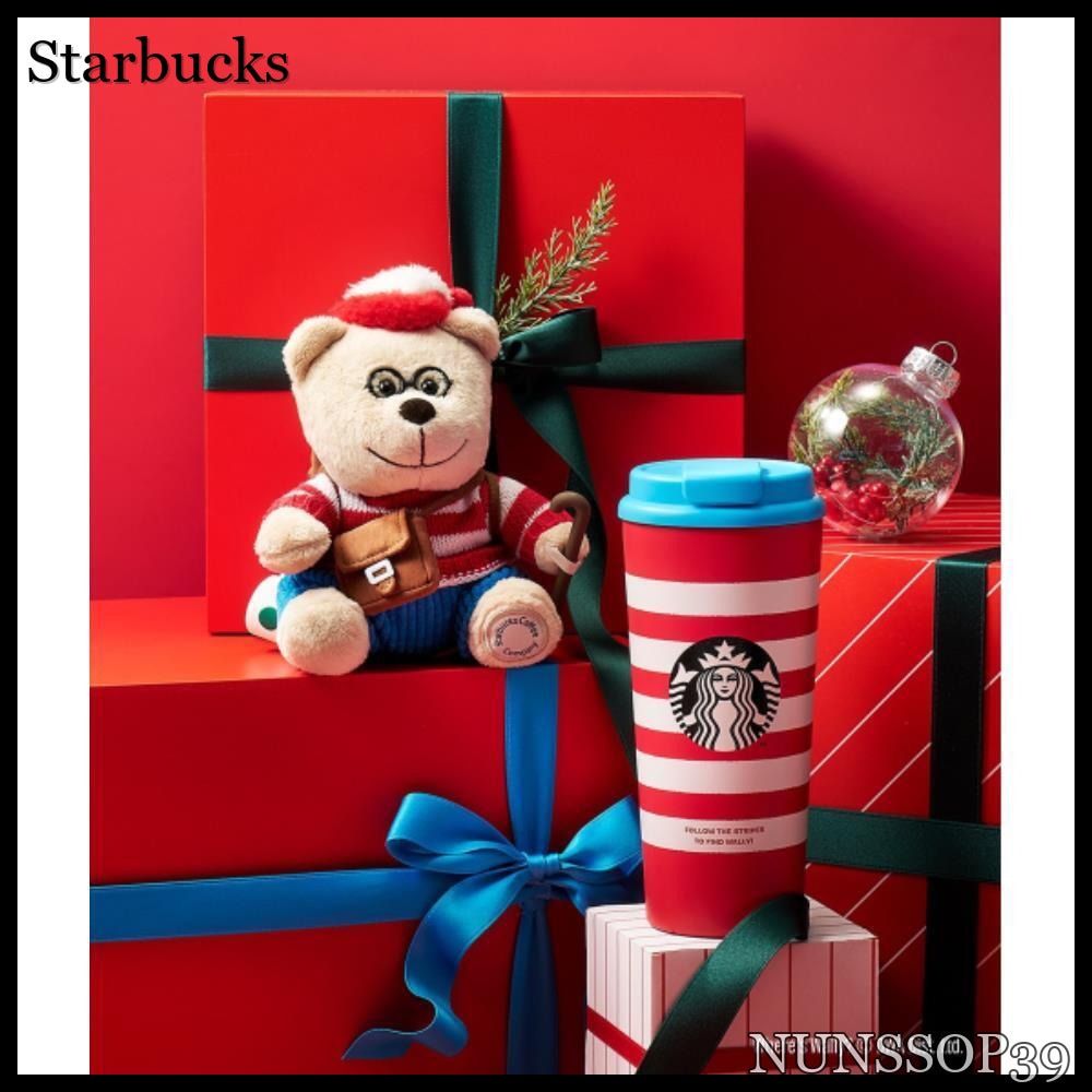 Starbucks Joyful Wally Toby Tumbler Bearista Doll Set Ec