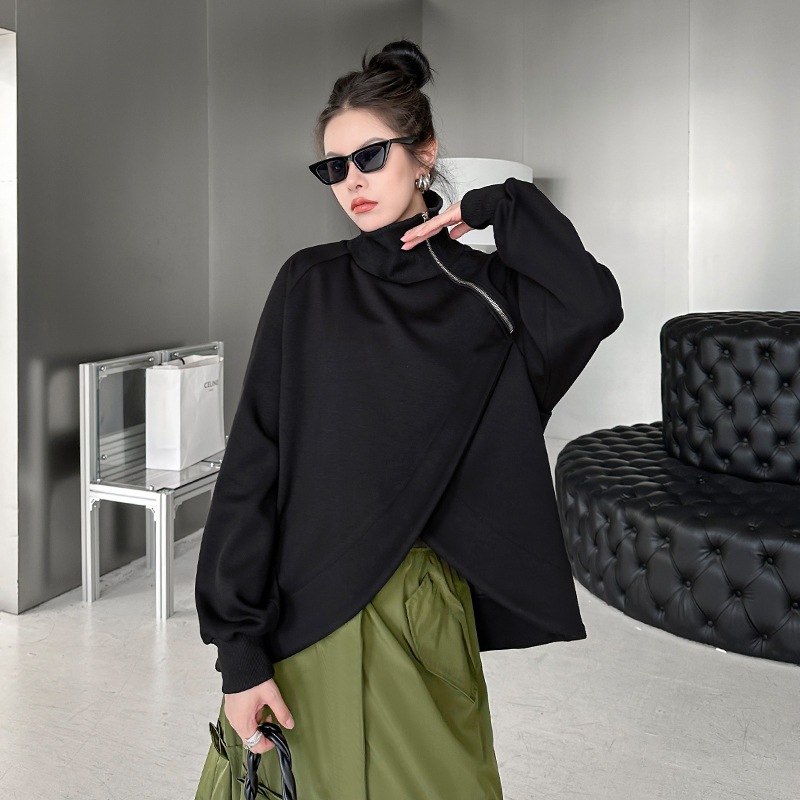 【Noir Mode】高級感溢れる 上品 ハイネック 長袖 スウェット レディース ゆったり トップス 4,851円