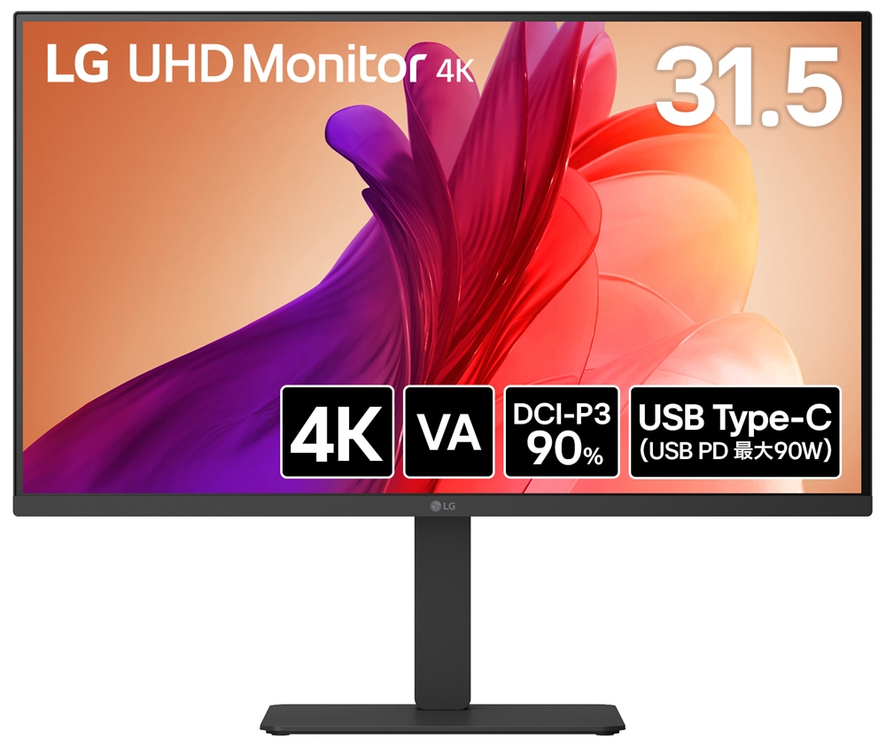 LGエレクトロニクスエルジー 液晶ディスプレイ(31.5型/VA/4K 3840×2160/60Hz/5ms/HDMI/DP1.4/Type-C/VESA/3年保証・無輝点保証)(ブラック) 32