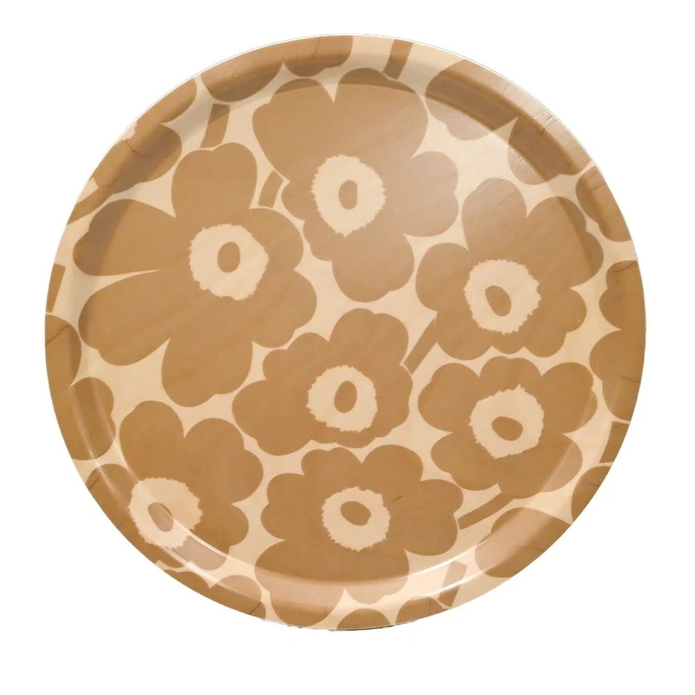 トレイ お盆 丸盆 31cm Mini Unikko ウニッコ ライトブラウン×ベージュ 070403 801