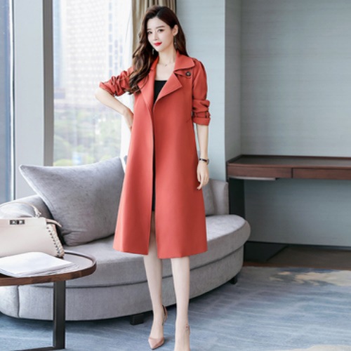 トレンチコート レディース ロング スプリングコート長袖 アウター チェスターコート A2104