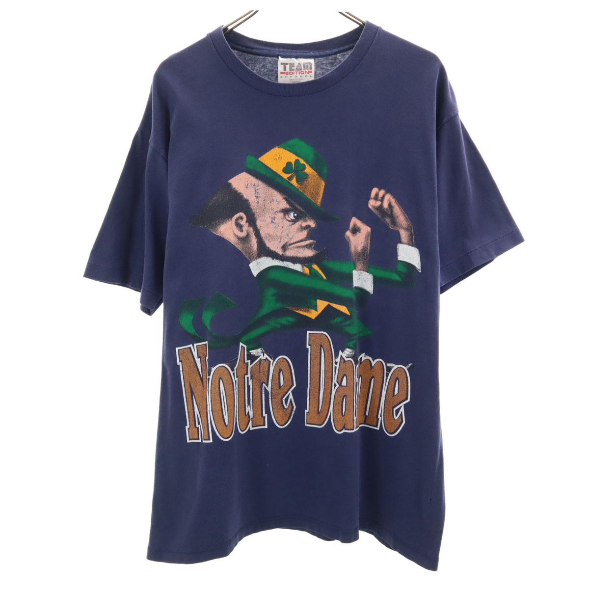 TEAM EDITION APPAREL チームエディションアパレル 90s オールド カレッジ ノートルダム大学 ファイティングアイリッシュ 半袖 Tシャツ L ネイビー メンズ 古着