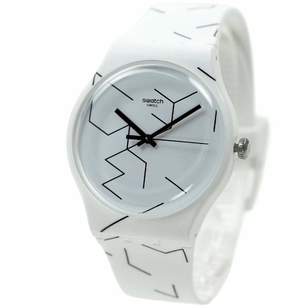 スウォッチ swatch 腕時計 メンズ レディース ユニセックス ホワイト 幾何学デザイン SUOW164