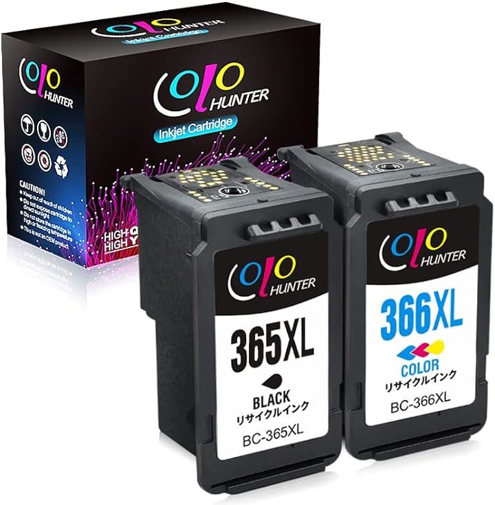 Canon キャノン用BC-365XL+BC-366XL ブラック+カラー 2個セット 365+366 大容量 残量表示付対応機種PIXUS TS3530( ブラック)