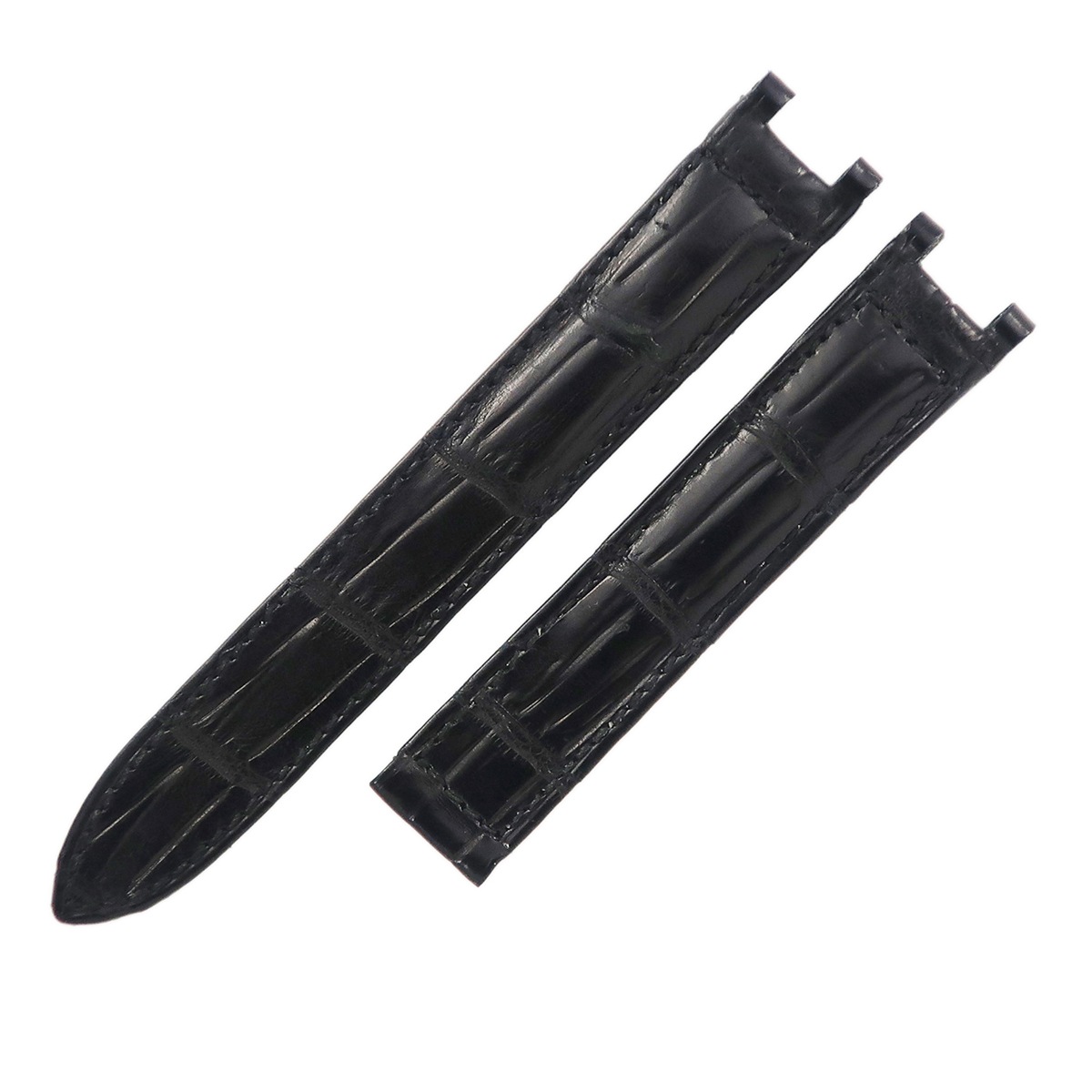 パシャ用 クロコバンド レディース 未使用 汎用 他社製 替え ベルト ストラップ 15ｍｍ 黒 3年保証