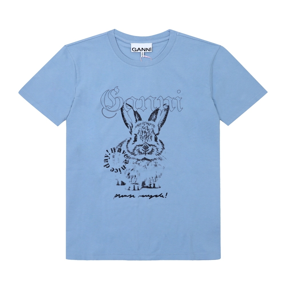 GANNI バニー ロゴプリント レディース 半袖Tシャツ T4155 326