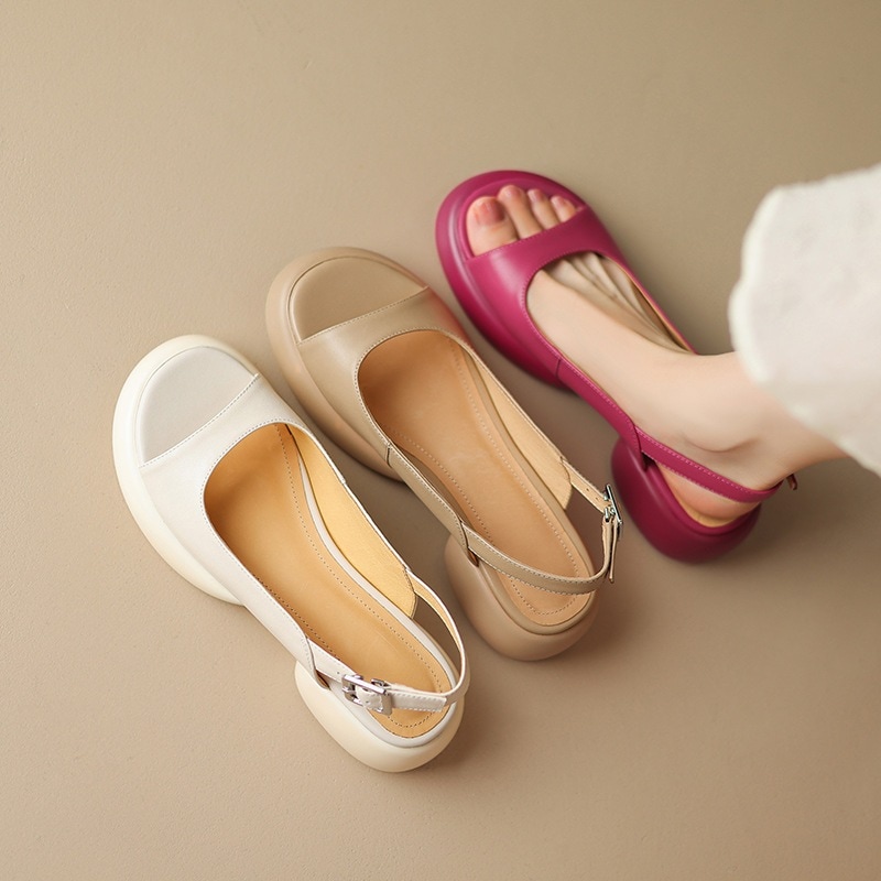 綿感カジュアル風厚底防水テーブルフィッチサンダル20白見え脚長ドレイン快適サンダル