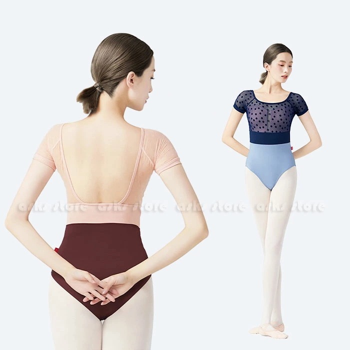 バレエレオタード レディース レオタード ダンス用品 バレリーナ 半袖 バレエ レオタード レッスン着 シースル 花柄 透け感 古典ダンス衣装 ダンスウェア 練習着 バレエ用品 ダンス衣装 体操服 大