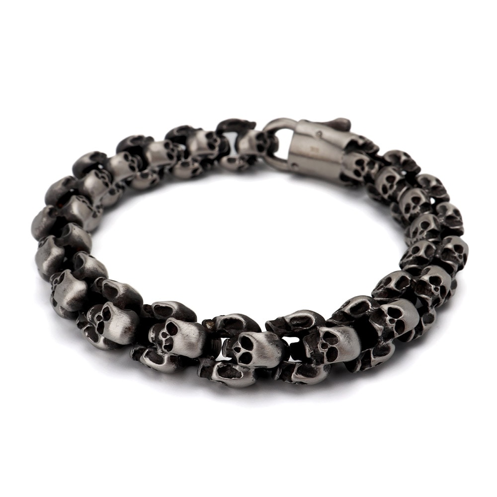 316L スカルチェーンブレスレット [b748-silver]