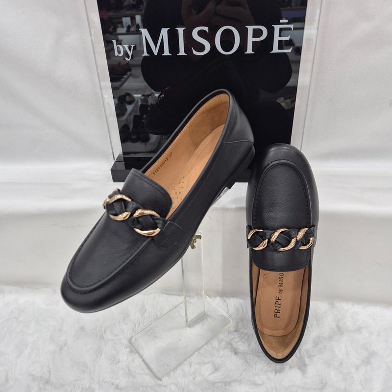 By 女性 チェーン ポイント ローファー 112HT419DH012 BLACK 3 JJ