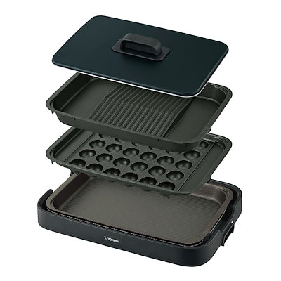 他サイト： 象印マホービン ホットプレート やきやき 3枚タイプ 深型プレート 焼肉プレート たこ焼きプレート ブラック EA-KK30AM-BAの商品画像