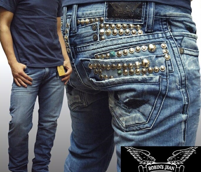 ロビンズジーン メンズ デニム ローライズ ストレート パンツ ROBIN S JEAN スタッズ V.MED 89 safari サファリ LEON レオン オーシャンズ 掲載 ハイブランド ジーン