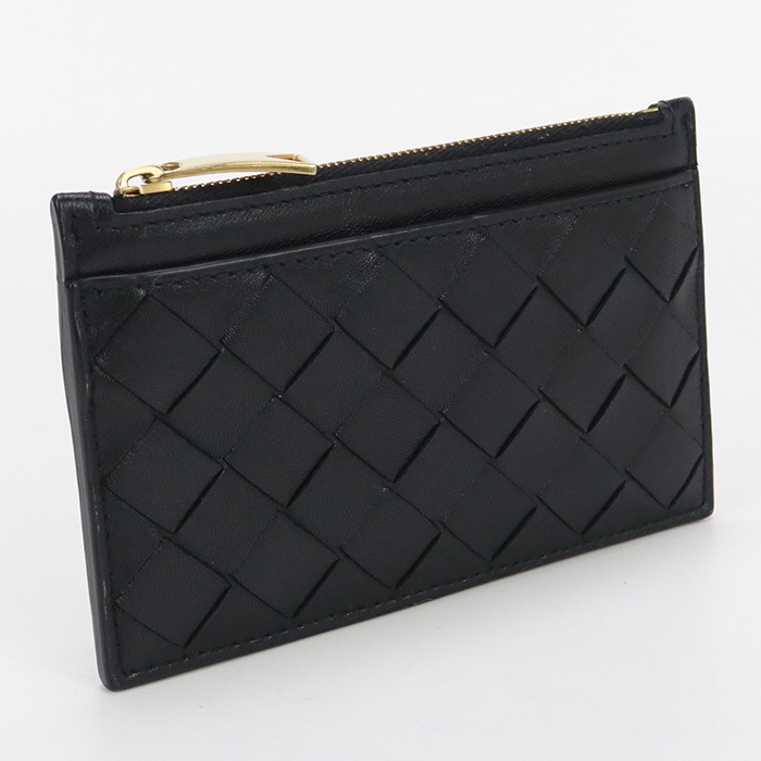 BOTTEGA VENETA ボッテガ・ヴェネタ イントレチャート 小銭入れ レザー ブラック【中古】 レディース