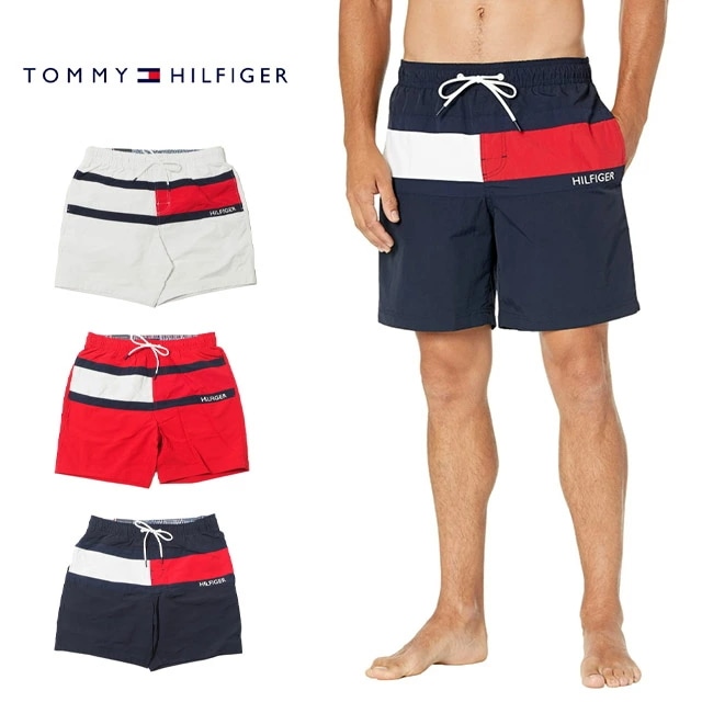 TOMMY HILFIGER トミーヒルフィガー 水着 メンズ サーフパンツ 海パン メンズ水着 スイムショーツ スイムパンツ 速乾 ナイロン インナーメッシュ付き 海水パンツ 海 プール ビーチ 海
