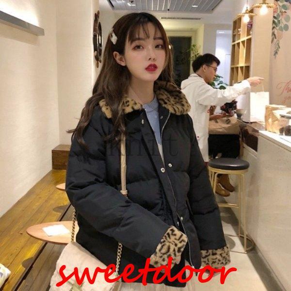 レディース冬おしゃれ中綿アウタージャンパー大きいサイズヒョウ柄レオパード2354