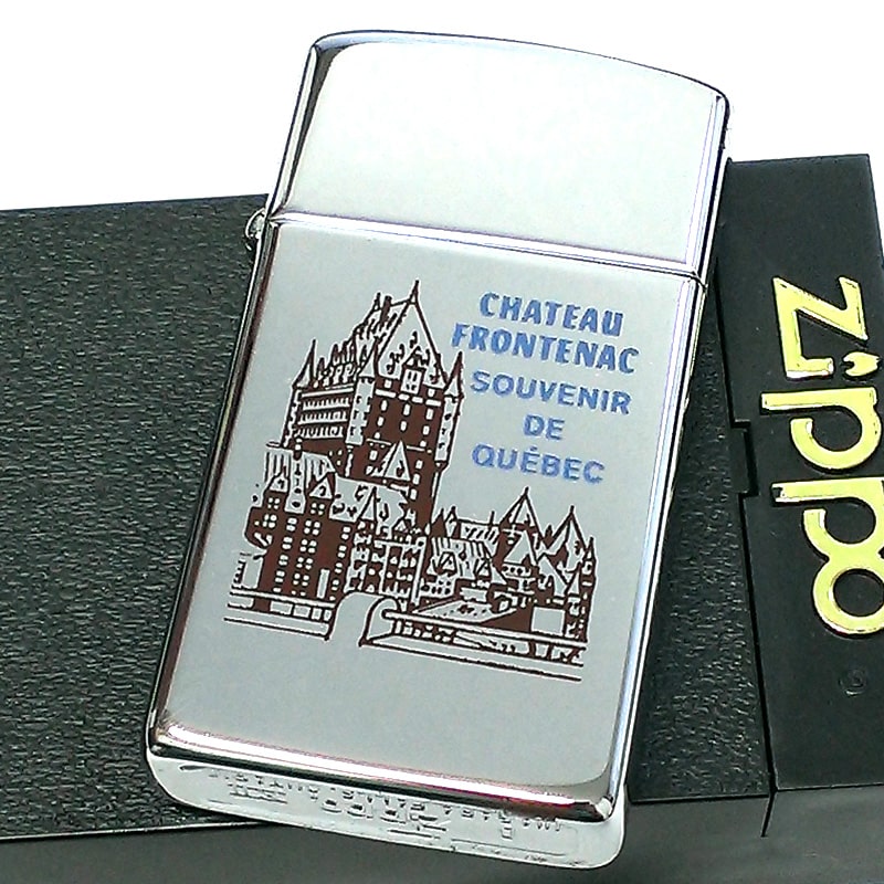 ZIPPO カナダ製 1996年 オンタリオ製 スリム ジッポ ライター シャトー フロンテナック ビンテージ レア 廃盤 かっこいい 未使用品 絶版 ヴィンテージ メンズ 珍しい シルバー おしゃれ