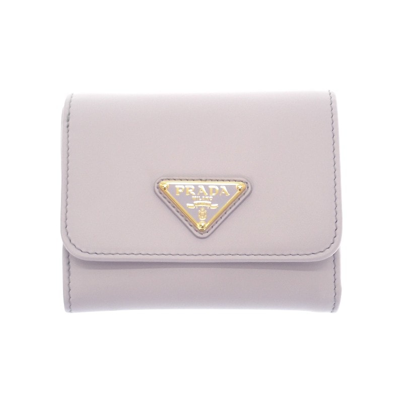 シティカーフ タブ財布 1MH043_2CNP_F0230 三つ折り パープル 紫 グリーチネ ゴールド金具 レディース【Aランク】